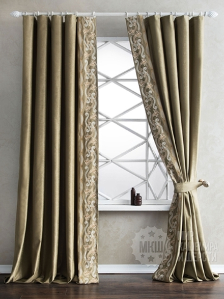 Готовые шторы с вышивкой ВАЛЛЕРИ (арт. BL01-248-04) - (200х270)х2 см. - зеленые