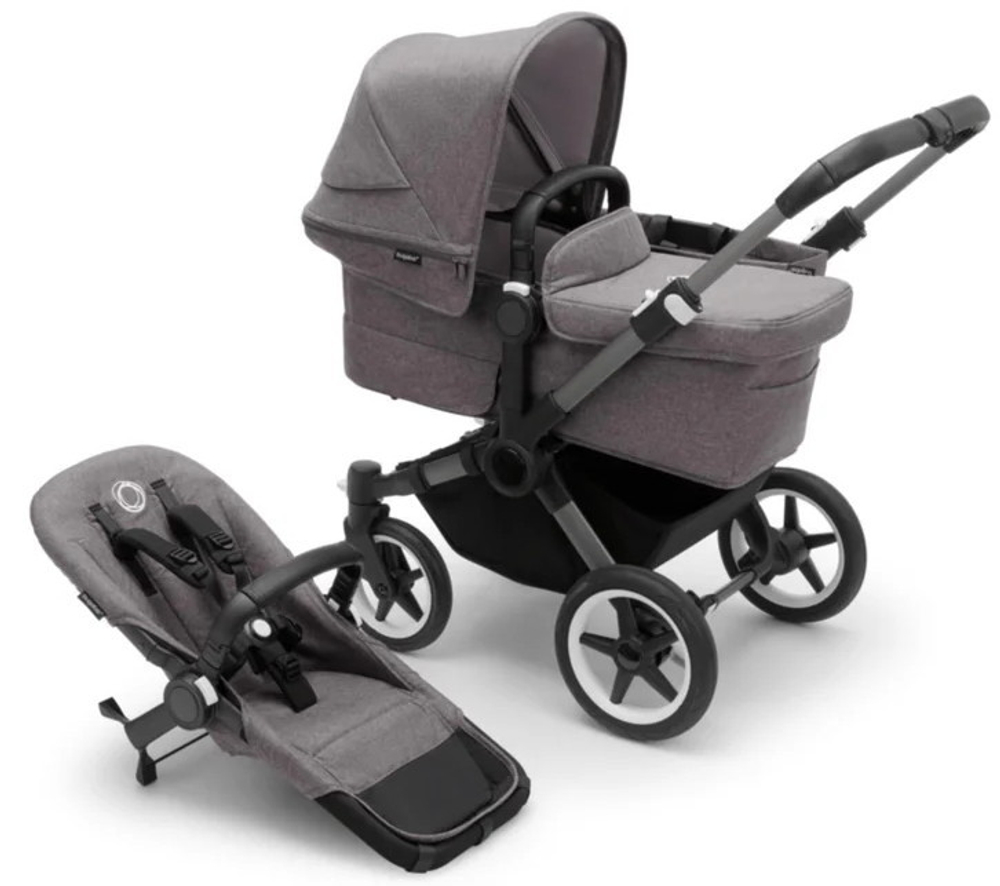 Коляска для двойни Bugaboo Donkey 5 Twin шасси Graphite Grey Melange/Grey Melange
