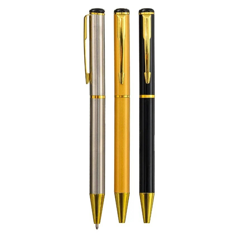 Ручка шариковая, автоматическая, Basir, синие чернила, металлическая, с поворотным механизмом, 3 цвета корпуса