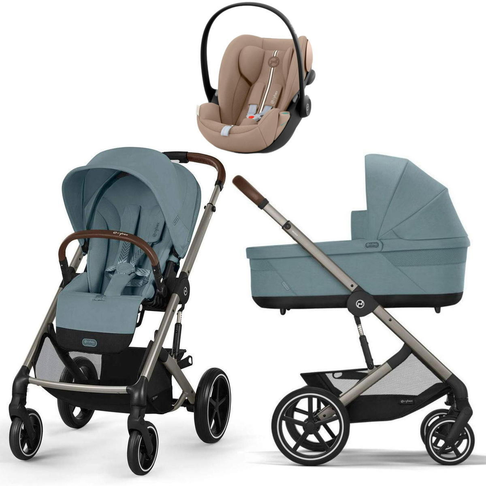 Коляска Cybex Balios S Lux TPE 2025 Cloud G i-Size Almond Beige Plus 3 в 1 Stormy Blue с дождевиками