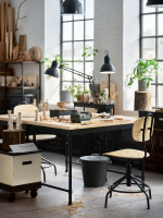 Письменный стол - IKEA KULLABERG, 110х70 см, под беленый дуб/черный, КУЛЛАБЕРГ ИКЕА