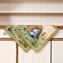 НАБОР САЛФЕТОК ИЗ 2-Х ШТ "СИНИЕ КОТЫ. ПРО ЛЮБОВЬ",40Х40СМ, 100% ХЛОПОК,ТВИЛ, БЕЖ