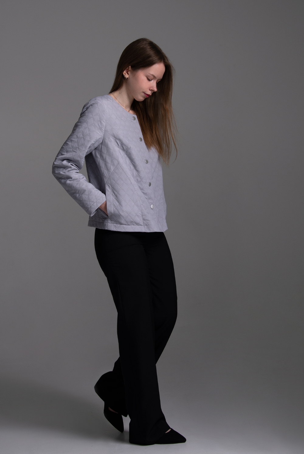 Жакет женский 4446ВП, серый ромб #485СР044446ВП