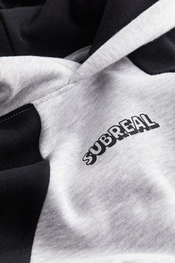 H&M Толстовка с надписью и капюшоном, серый с меланжевым эффектом