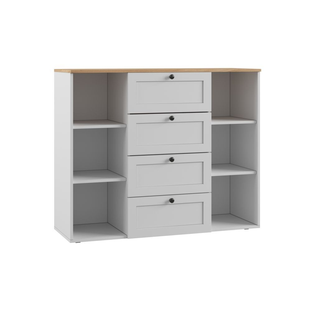 Прихожая с зеркалом комплект мебели Белый/Дуб крафт золотой 280х52х220 см