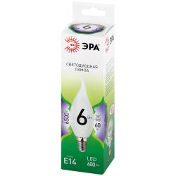 Лампа светодиодная ЭРА GREEN LINE LED BXS-6W-865-E14 GL 6Вт свеча на ветру холодный свет E14 | Лампы cветодиодные Свеча (B/C)