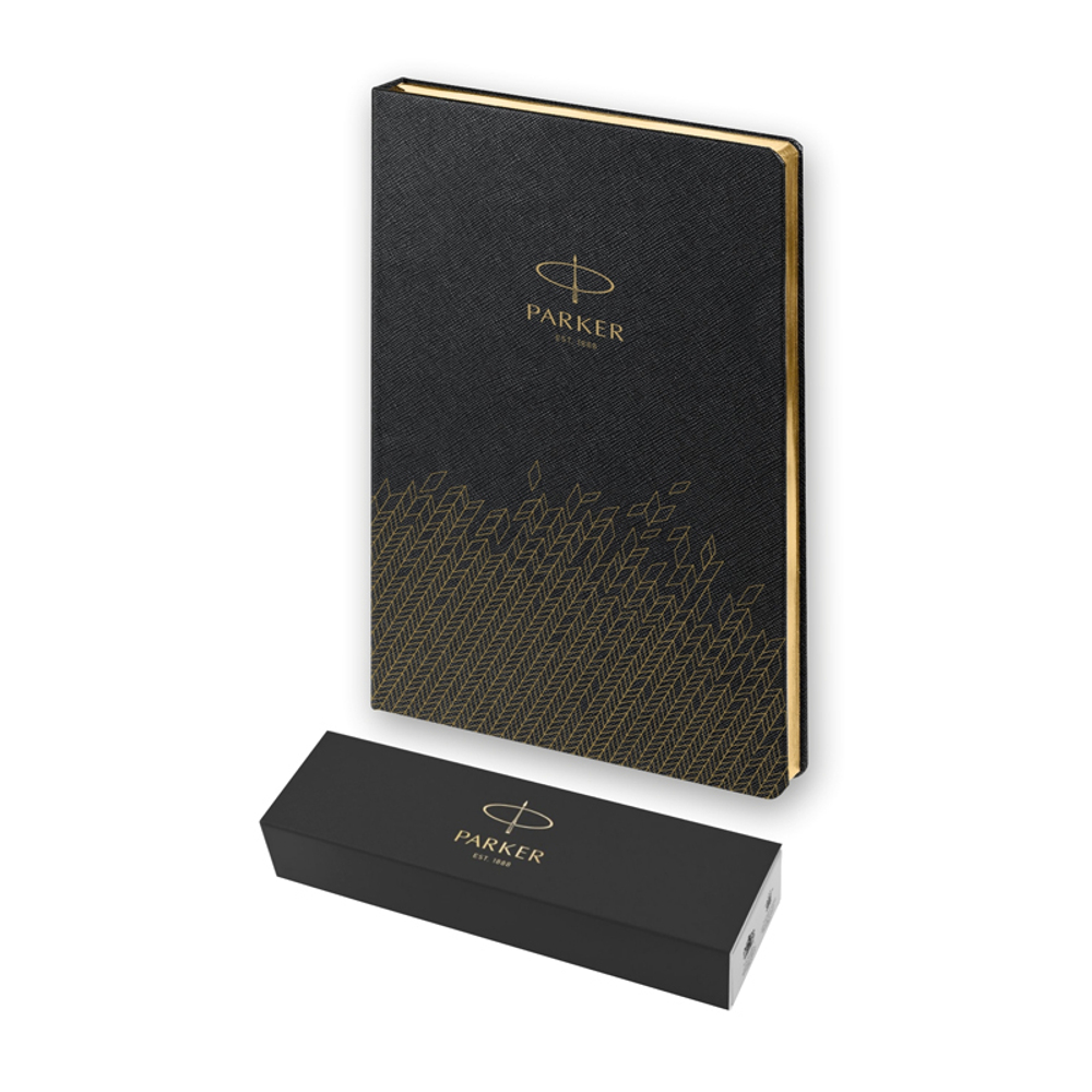 Подарочный набор: Шариковая ручка Parker Jotter Essential, St. Steel GT и Ежедневник недатированный, черный