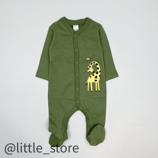 Слип хлопковый "Веселые жирафы" хаки