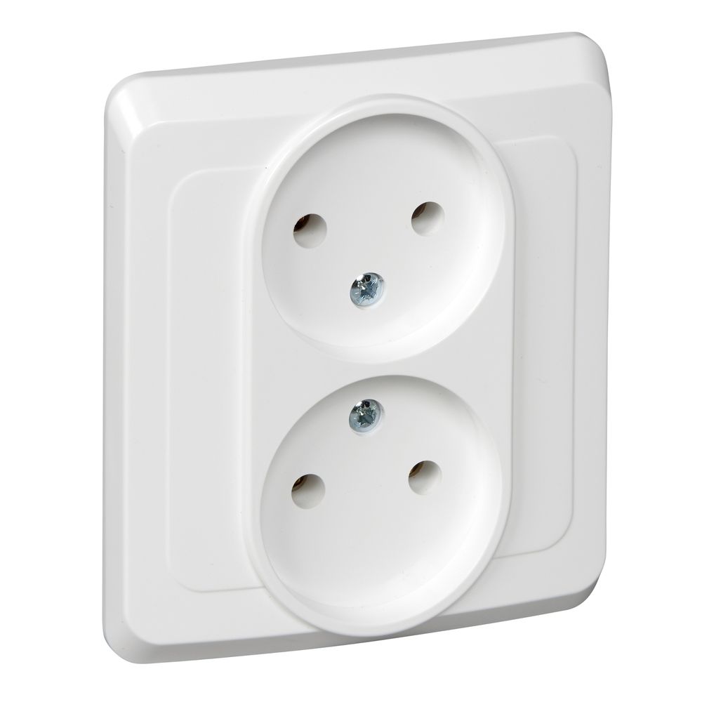 Schneider Electric Этюд Белый Розетка 2-местная скрытая установка без заземляющих контактов PC16-005B