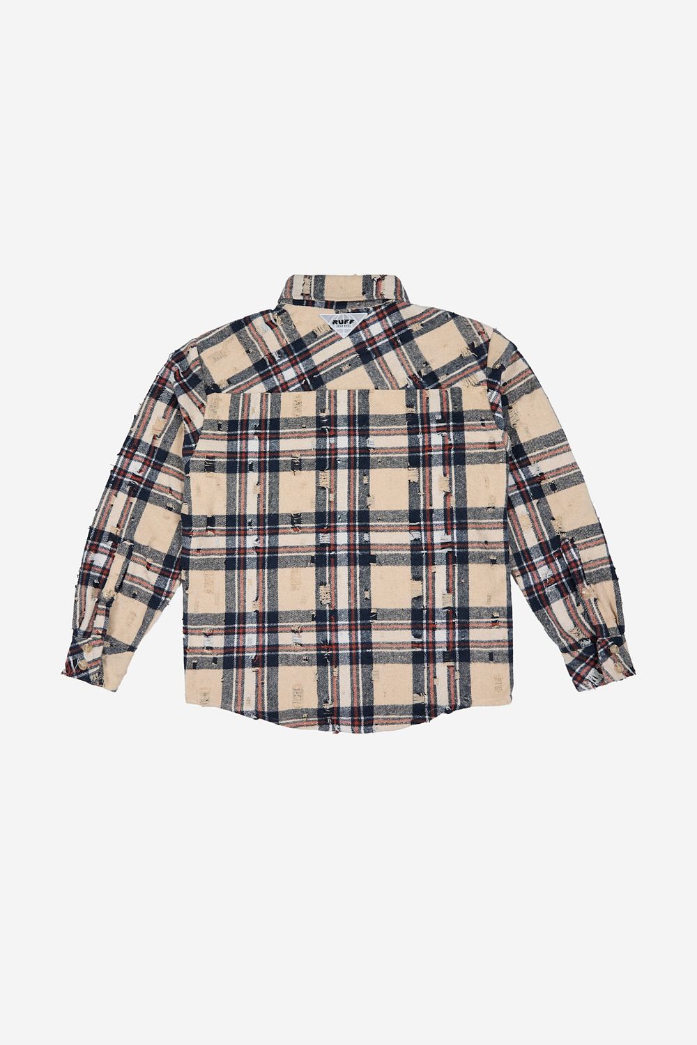 Рубашка  RUFF Global ripped plaid бежевая