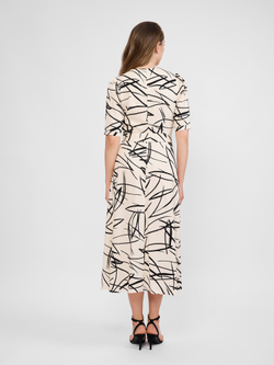 БЕЖЕВОЕ ПЛАТЬЕ ПРИНТ АБСТРАКЦИЯ