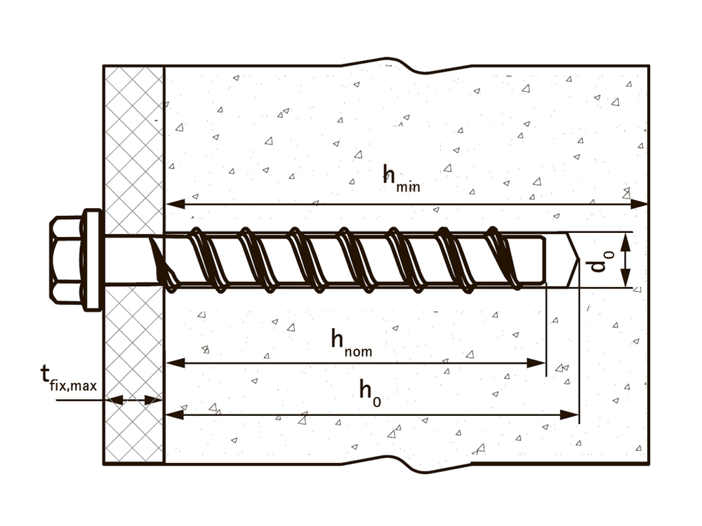 ТМС Шуруп по бетону с шестигранной головкой и прессшайбой 8х90 (10,5х90 мм)