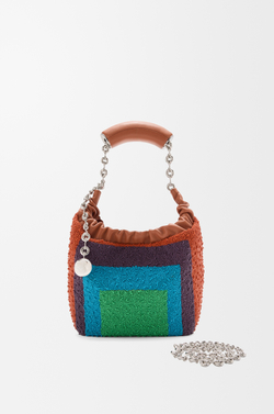 Loewe Мини-сумка-мешок Squeeze из кожи с бисером, карамельный