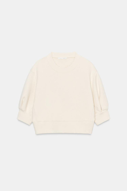 ZARA ОБЪЕМНАЯ УКОРОЧЕННАЯ ТОЛСТОВКА, ЭКРЮ