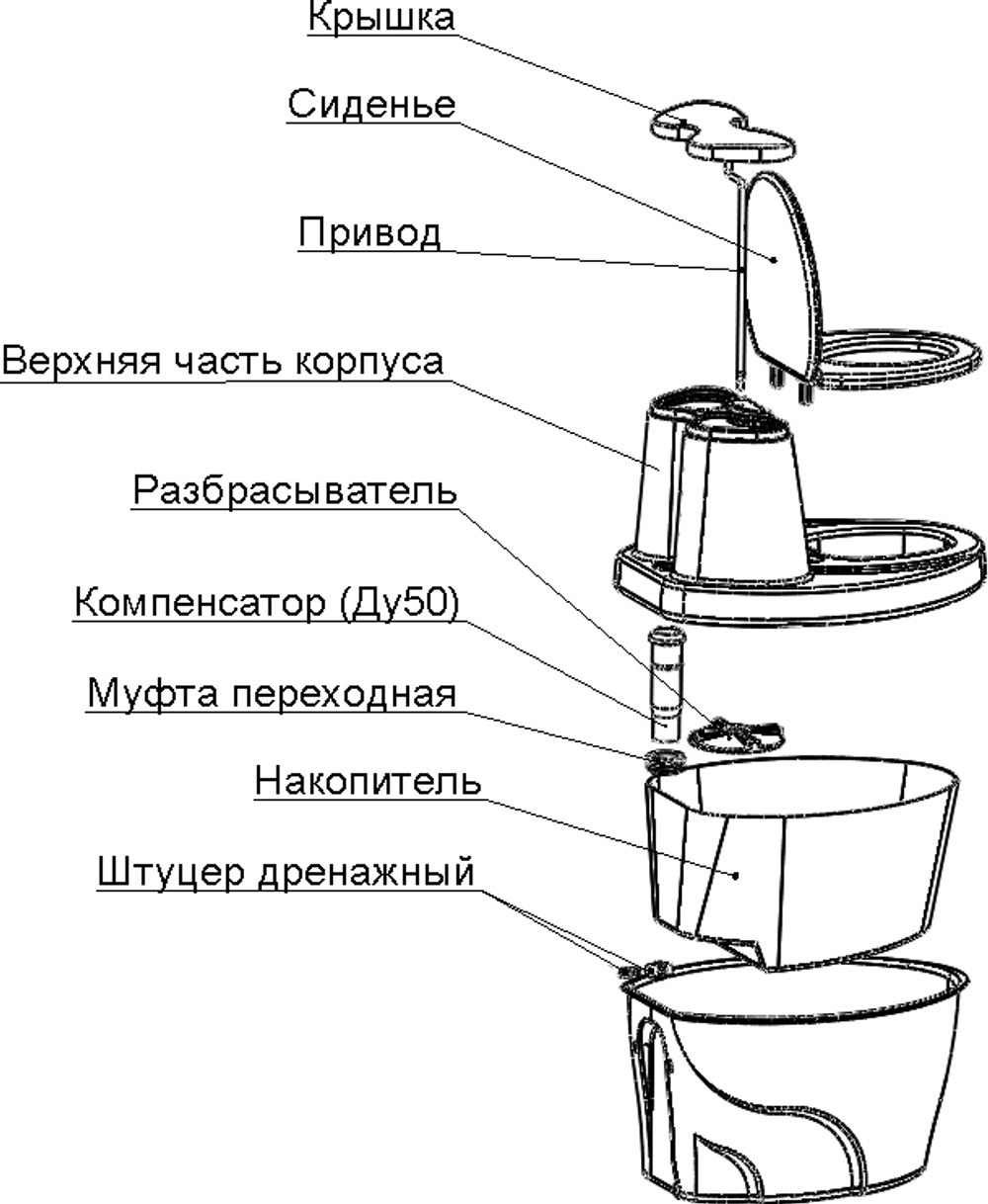 Туалет торфяной "Rostok" ЭкоПром Rostok(79x62x82см;белый гранит) - арт.555754