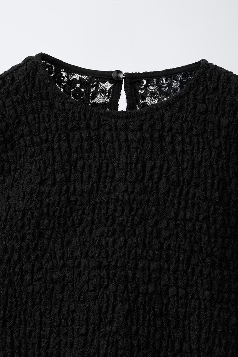 ZARA ЭЛАСТИЧНЫЙ ТОП С КРУЖЕВОМ, ЧЕРНЫЙ