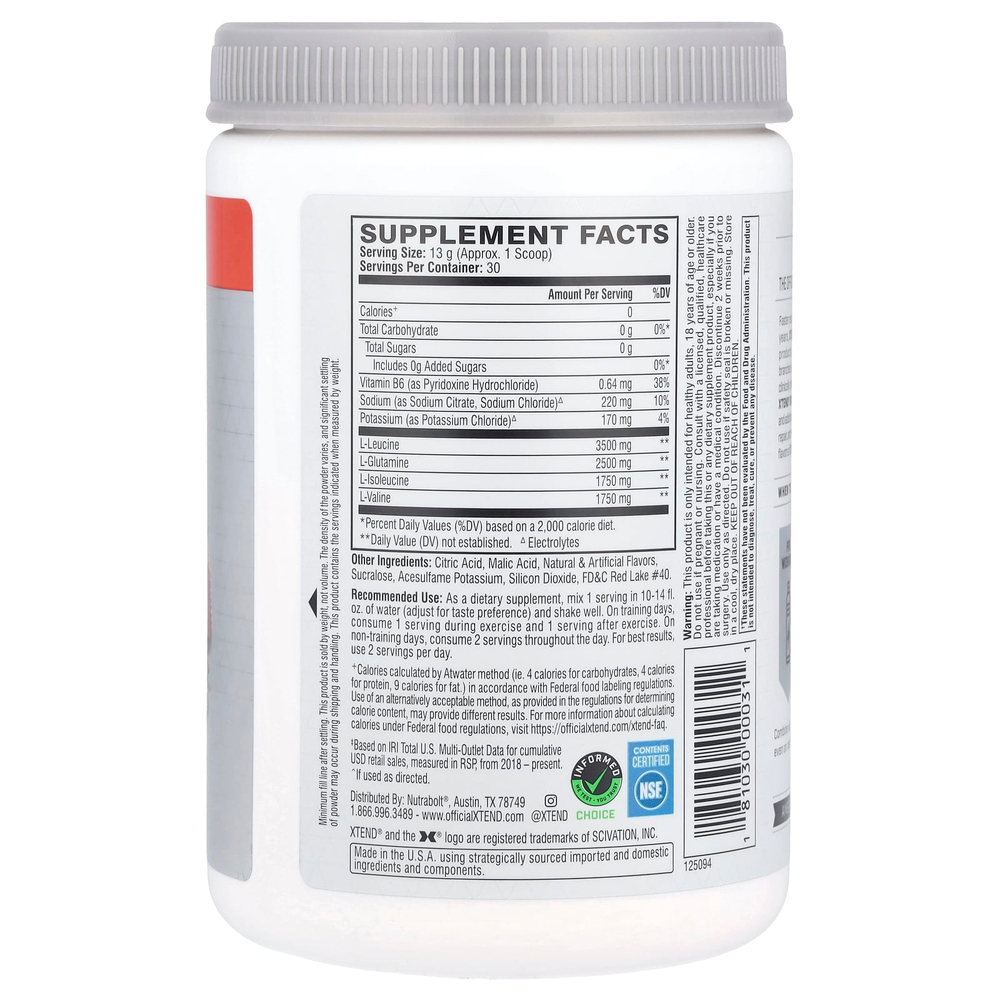 XTEND, 7 г BCAA, со вкусом клубники и киви, 390 г (13,8 унции)