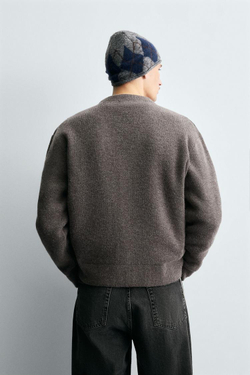 ZARA КАРДИГАН ИЗ РЕЛЬЕФНОГО ТРИКОТАЖА, СЕРЫЙ