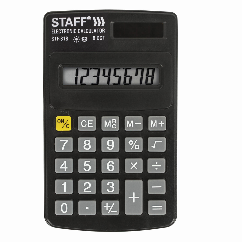 Калькулятор карманный STAFF STF-818 (102х62 мм) 8 разрядов двойное питание (2 штуки в упаковке)