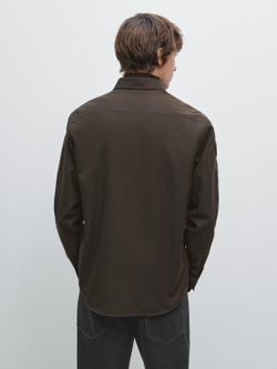 Massimo Dutti Рубашка прямого кроя в рубчик, коричневый