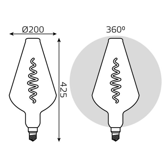 Лампа светодиодная филаментная Gauss E27 8,5W 1800K серая 180802005