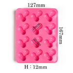 Ярко-розовая силиконовая форма для льда с фаллосами