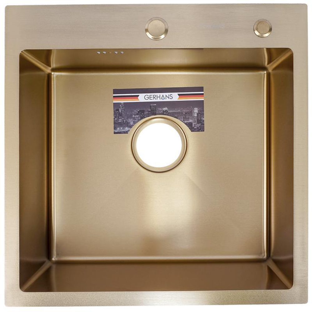 Мойка для кухни из нержавеющей стали  PVD GERHANS K37843G-S