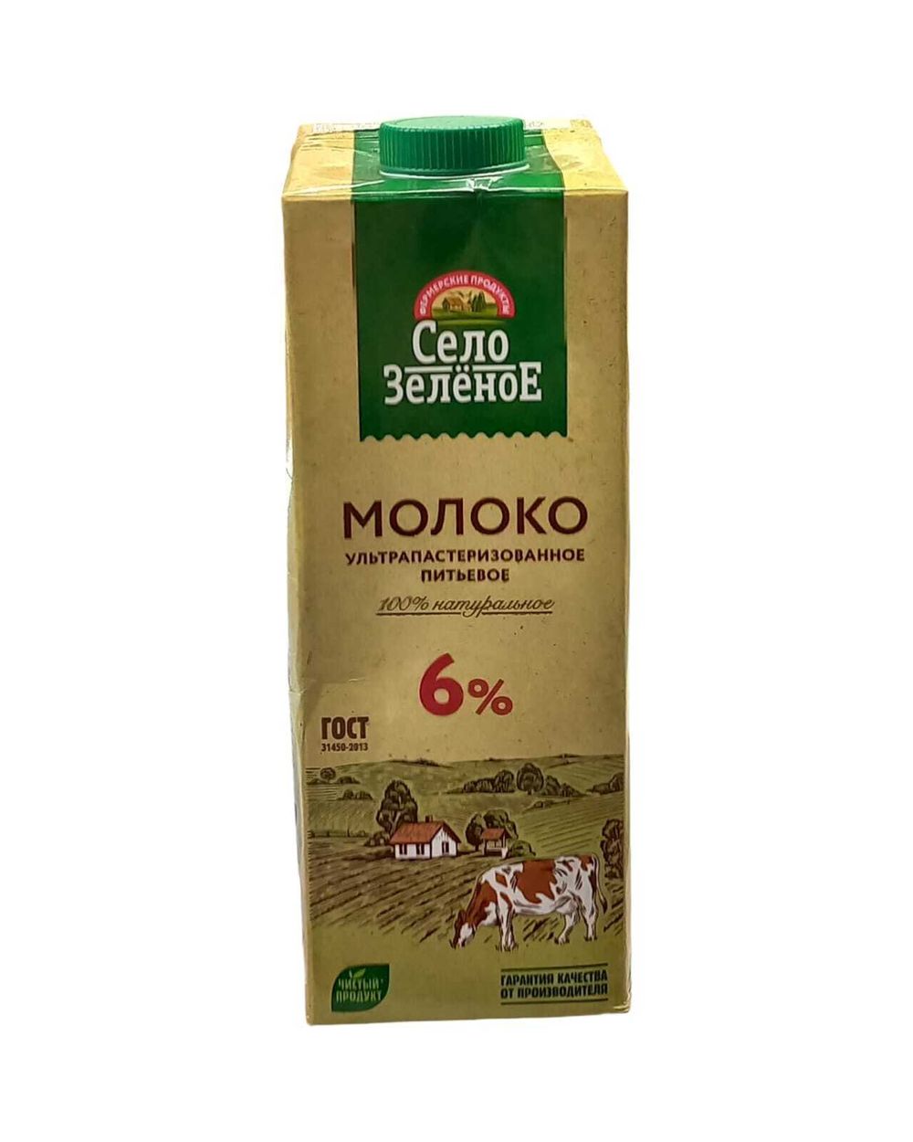 Молоко "Село Зелёное" 6% 0,95л (пак)