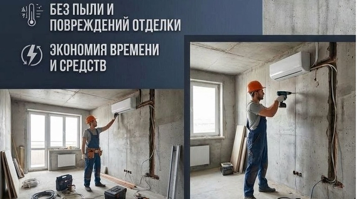 Установите  кондиционер на этапе ремонта.   Выгода <span style="color:#ba372a;">-30%</span>