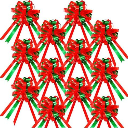 Набор подарочных бантов из 10шт (красно-зелёный)