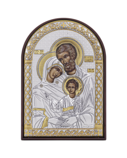Св. Семейство, икона арочная, пластик коричневый 48x68