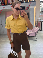 Рубашка Anthropologie горчичный
