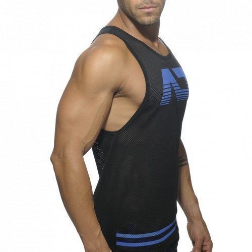 Мужская майка в сеточку ADDICTED Черная с голубым AD4-M230