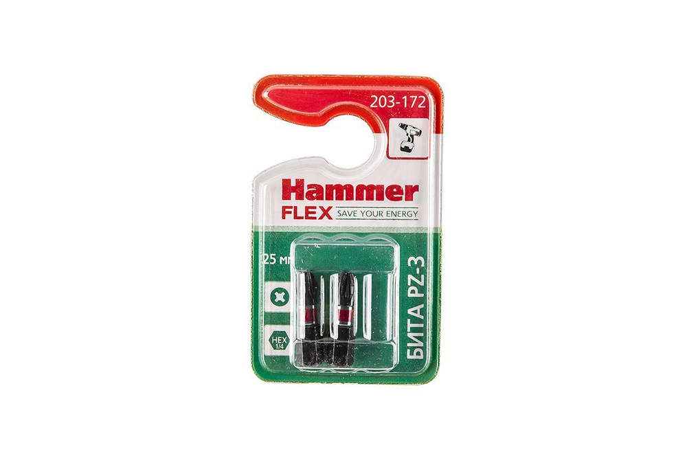 Бита Hammer Flex 203-172  PZ-3 25мм, 2шт.