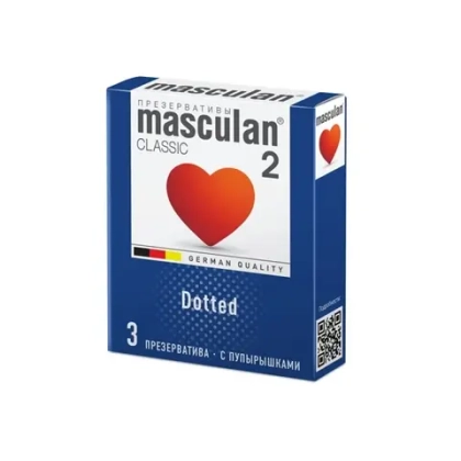 Презервативы "Masculan, 2 Classic Dotted", с точками, 3 шт.