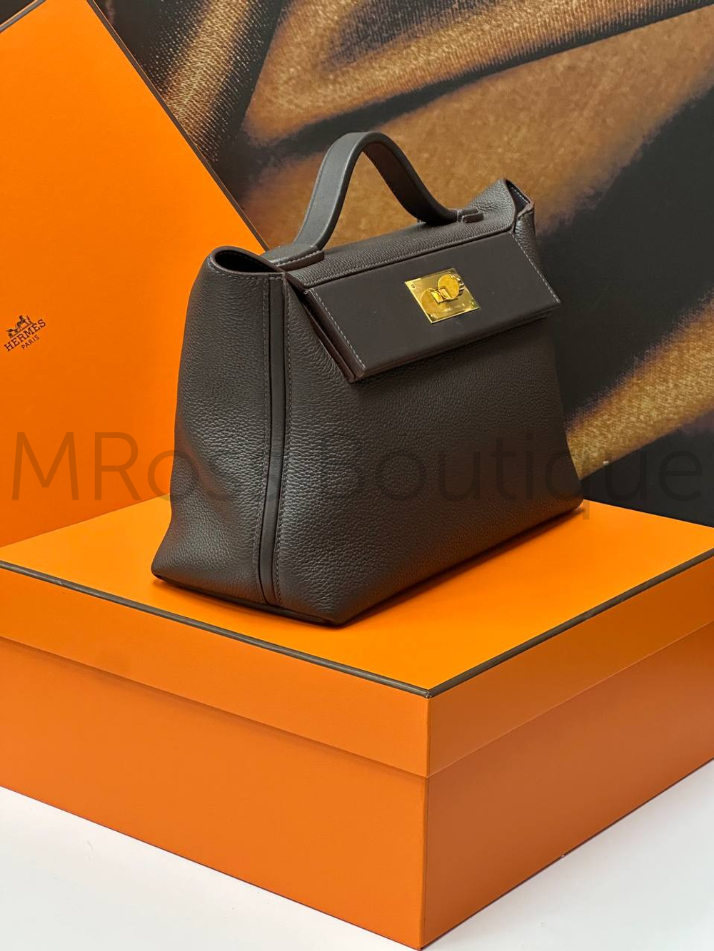 Женская сумка Hermes темно-коричневого цвета