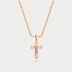 Крест православный из розового золота 585 пробы без вставки (арт. 74017)