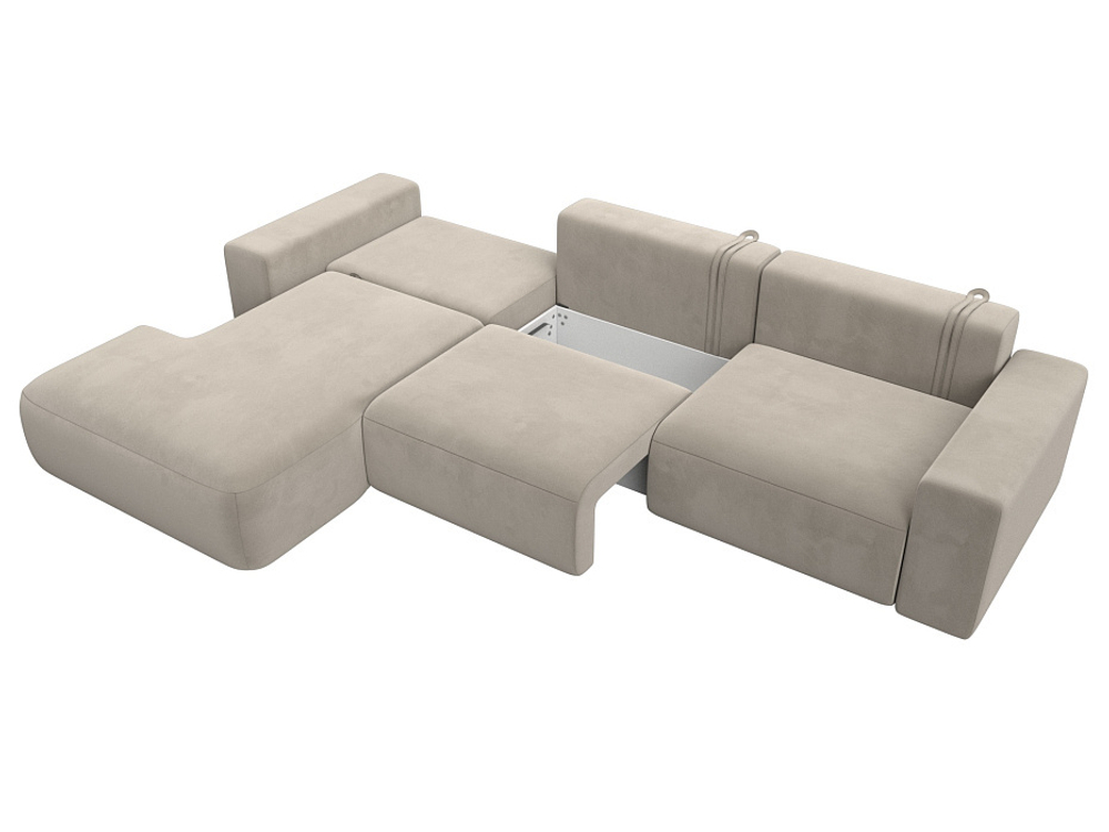 Диван угловой Лига-036 НПБ Классик Лонг левый угол МИКРОВЕЛЬВЕТ Бежевый