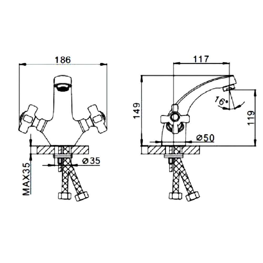 Смеситель для раковины, Frap, корот изл, с кран-буксой, хром, F1024