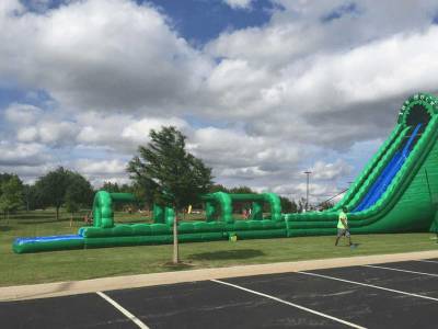 Надувная водная горка с бассейном «В пасти крокодила», 29*6*10 м