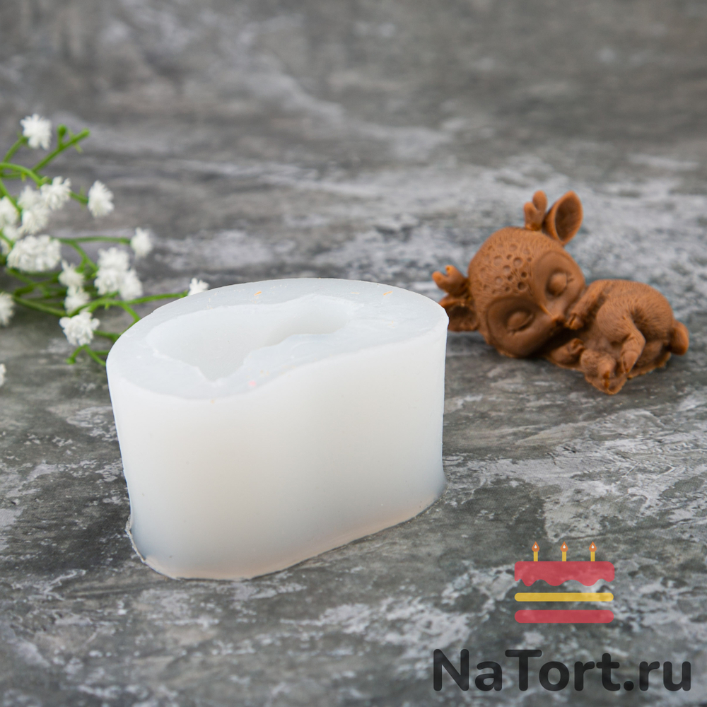 Силиконовый молд 3D «Спящий олененок на боку»