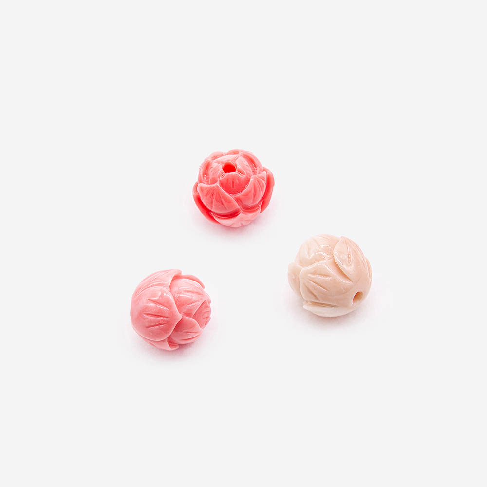 Подвеска резная "Лотос", 10мм, коралловая пудра