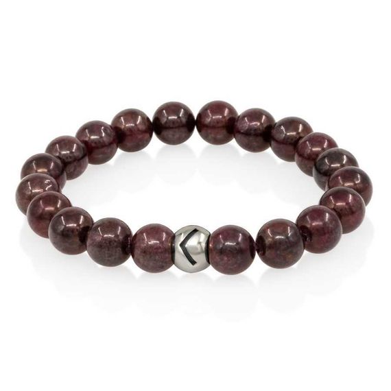 Браслет из натурального граната с руной Кеназ из серебра 925 пробы, Вдохновение