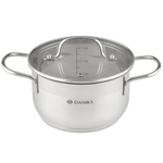Кастрюля нерж, 1.9 л, крыш стекло, Daniks, Нолан, GS-01363-16CA, индукц
