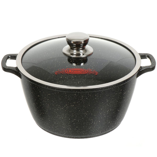 Кастрюля алюминий, антиприг, 5 л, с крыш, Горница, Гранит, к263аг