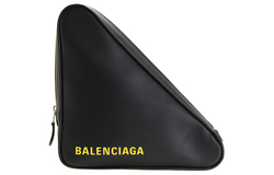 Balenciaga Cow Leather Triangle Bag Clutch Medium Women"s Black Yellow