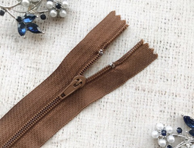 Молния брючная спираль полуавтомат, L 20 см, Т3, н/р, коричневый