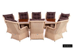 Комплект плетеной мебели МОККА SAN MARINO (стол обеденный, 8 кресел), Бежевый