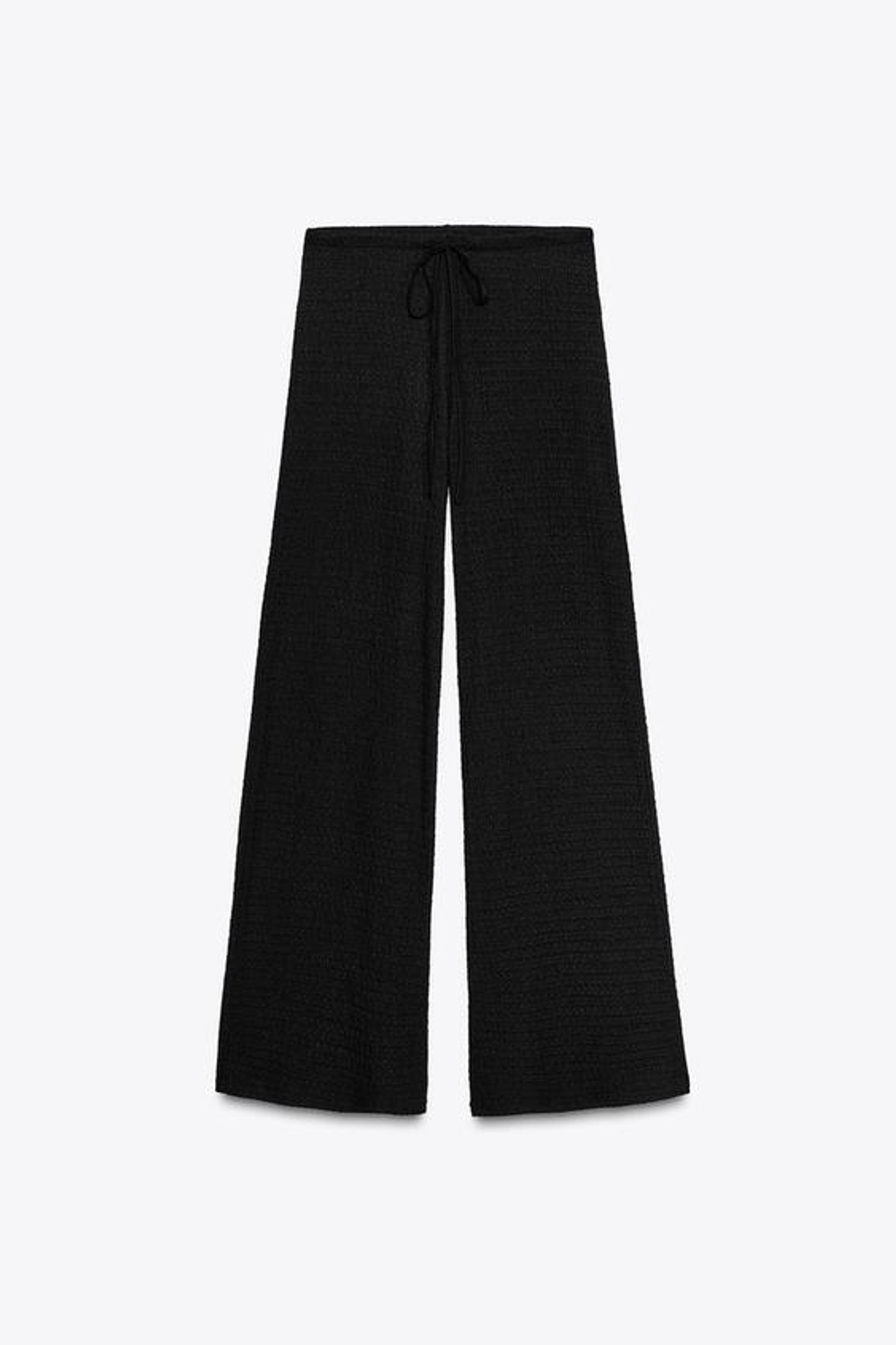 ZARA БРЮКИ ПРЯМОГО КРОЯ ИЗ РЕЛЬЕФНОЙ ТКАНИ, ЧЕРНЫЙ