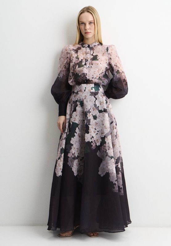 Костюм цветочный принт блуза с юбкой макси